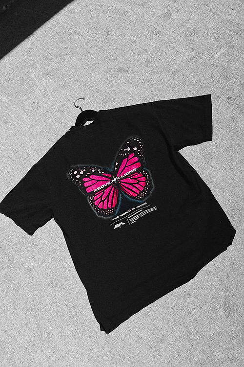BUTTERFLY BLACK HEAVYWEIGHT T-SHIRT