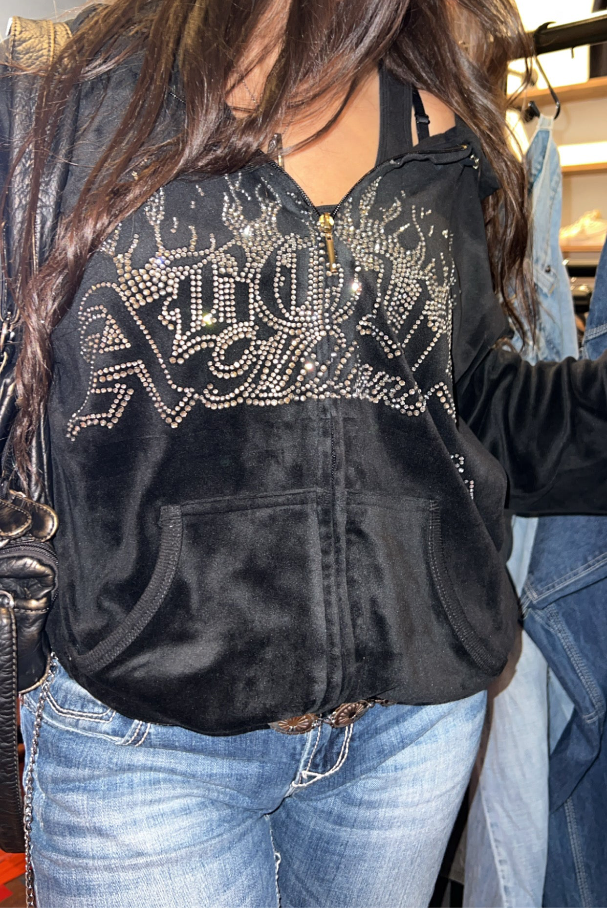 1 OF 1 VELOUR ZIP-UP (PLEASE READ DESCRIPTION)